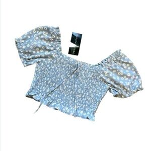 ANTHROPOLOGIE Paper Crane new with tag pretty boho daisy ruffle crop top blouse.